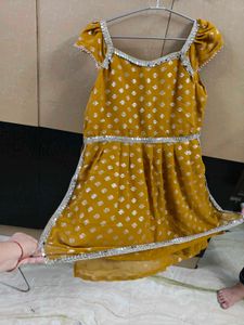 Yellow Sharara Suit Set with Mirror Work
