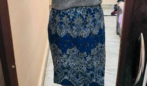 Blue Ethnic Skirt with Intricate Pattern