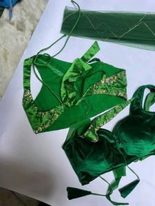 2 blouse Emerald Green Lehenga Choli Set