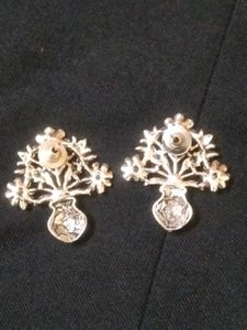 Silver Flower Pot Earrings