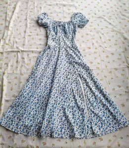 Floral Print Puff Sleeve Midi Dress
