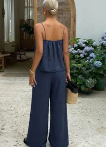 Chic Navy Lace Trim Jumpsuit
