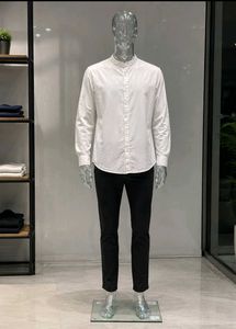 Men's White Band Collar Shirt 🤍