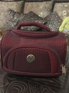 Maroon Textured store cosmetic Vanity Bag