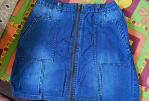 High-Waisted Denim Mini Skirt