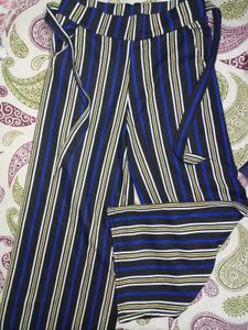 Striped Palazzo Pants with Belt
