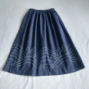 Charming Blue Skirt with Swan Embroidery 🪻