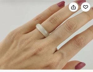 Unisex Elegant White Band Glass Ring