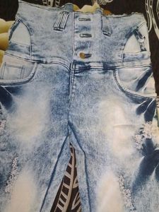 Stylish Distressed Blue Jeans