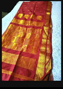 Elegant Red &amp; Gold Kanjeevaram Silk Saree