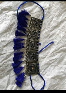 Bohemian Tassel Necklace blue and pink