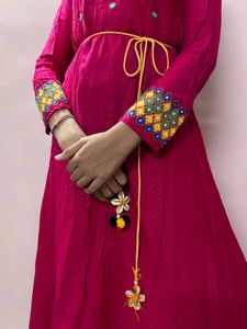 Magenta Long Suit Full Sleeves With Shell Belt