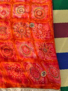 bandhni silk saree with gotapatti design