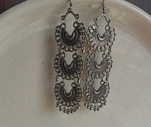Elegant Silver Tone Dangle Earrings