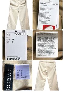 H&amp; M DIVIDED Beige Raw Edge Twill Chinos