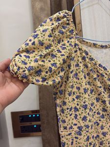 Floral Puff Sleeve Wrap Dress
