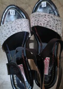 Sparkling Silver &amp; Black Sandals