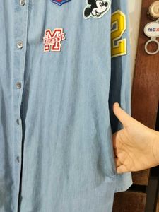 NEW. Denim Blue Oversized Shirt Dress Size M
