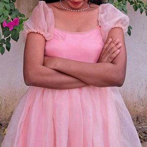 Pink Tulle Tiered Maxi Dress
