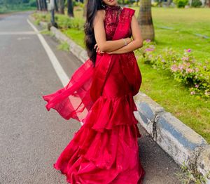 Stunning Red Tiered Lehenga Choli
