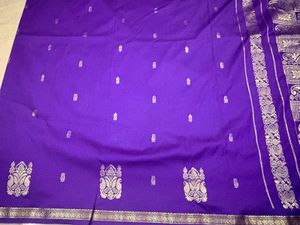 Elegant Purple Silk Saree with Golden Border