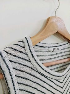 Striped Sleeveless Tie-Front Top