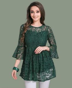 Elegant Green Lace Tunic Top