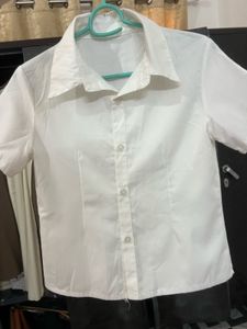 Crisp White Short Sleeve Collared Shirt