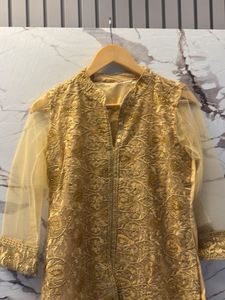 Elegant Gold Embroidered Kurta Set