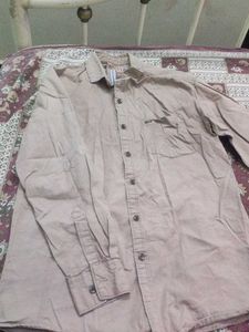 Men's Beige Button-Down Shirt