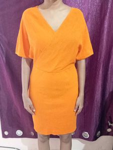 Vibrant Orange Wrap Dress