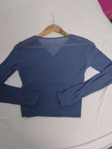 Sparkly Blue Wrap Top