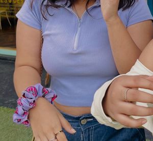 ZARA lavender polo top with zip