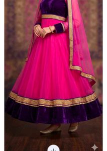 offer 🎉Stunning Pink & Purple Anarkali Sui