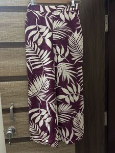 Boho Leaf Print Wide Leg Pants
