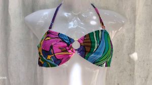 Vibrant Tropical Print Bikini Top