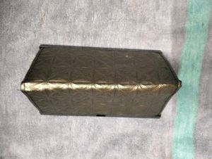 Premium Metallic Gold Geometric Accordion Clutch