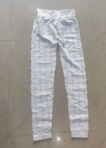 Checked Leggings with Pearl Detail
