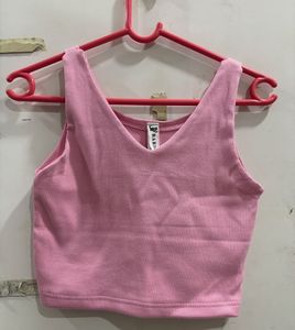 Pink Cropped Tank Top