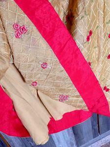 Elegant Beige Floral Ethnic Gown