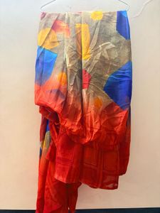 Vibrant Geometric Print Saree