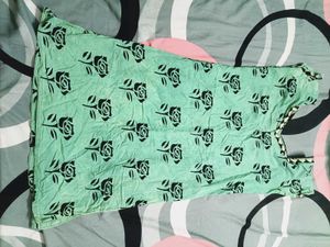 Mint Green Rose Print Kurta Set