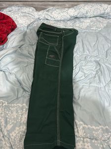 bershka Green Wide Leg Jeans