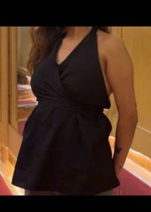 Black Wrap Halter Top
