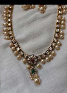 Elegant Pearl &amp; Stone Necklace Set