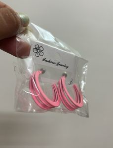Baby Pink Mini Triple Hoop Earrings