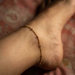 Delicate Gold Plated Bead Anklet