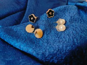 Set of 3 Pairs Minimalistic Chic Stud Earrings