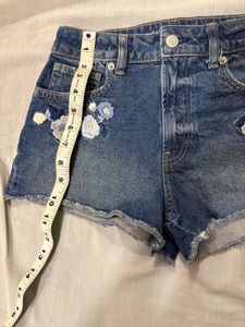 Beautiful Embroidered Denim Shorts