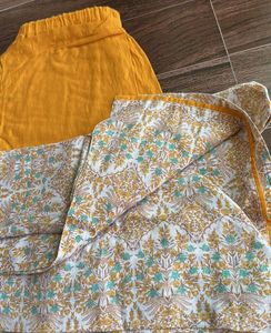 Printed Kurta with Yellow Palazzo Set